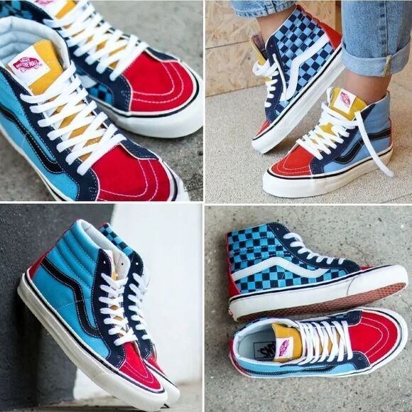 Vans Blue Red Sk8 Hi #38 Reissue 50th Anniversary Skate Sneakers W7.5 M6 - Picture 2 of 16